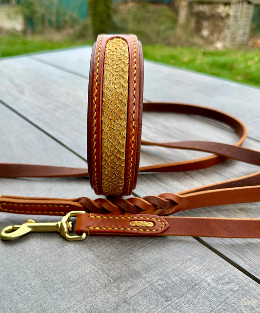 Halsband mit Inlay aus Fischleder